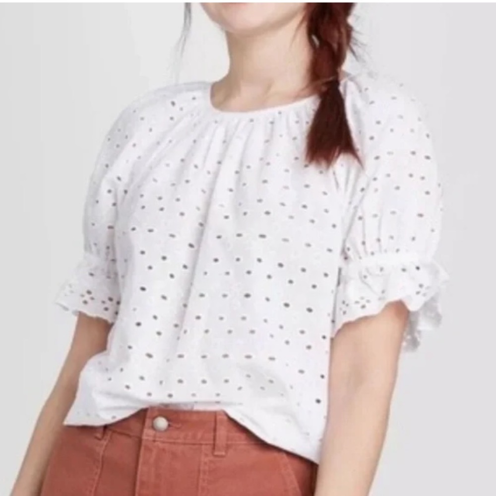 Target Universal Thread white eyelet blouse